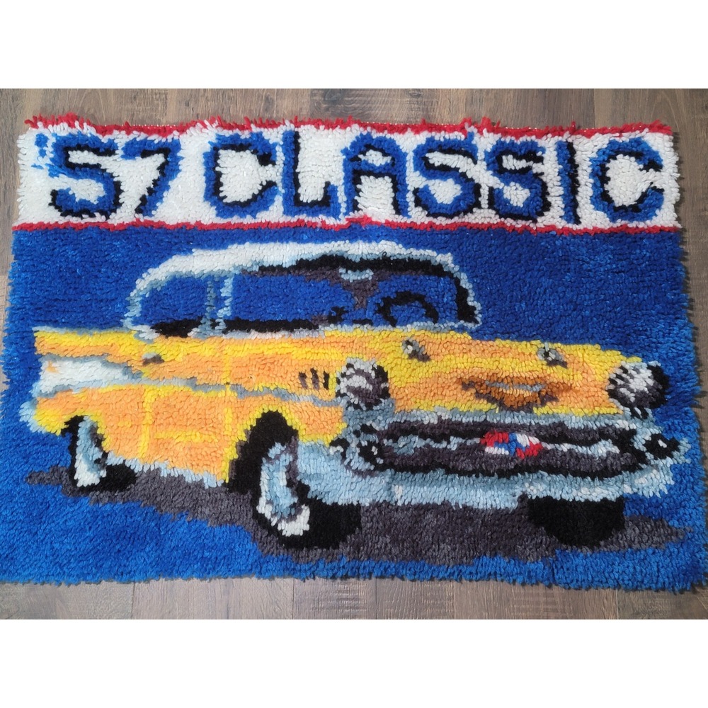 57 Classic Car Rug,‎ Automotive Decor, Vintage Auto Enthusiast Gift